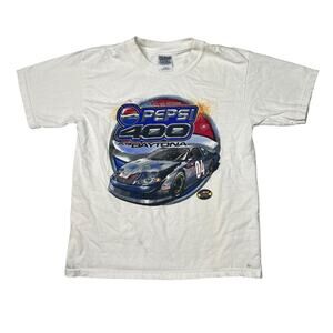 Vintage 2004 Pepsi 400 Daytona Nascar Tee T-Shirt FLAW White Youth Medium